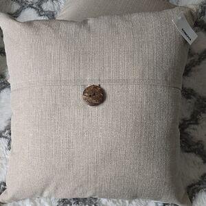 2 Kohl's Textured Tan Pillow's with Wooden Button